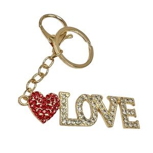 Shiny Gold Love bag charm key chain